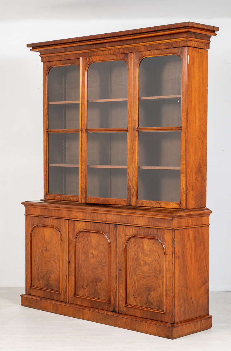 Victorian Walnut 3 Door Library Bookcase (1 of 8) Victorian Walnut 3 Door Library Bookcase (1 of 8)