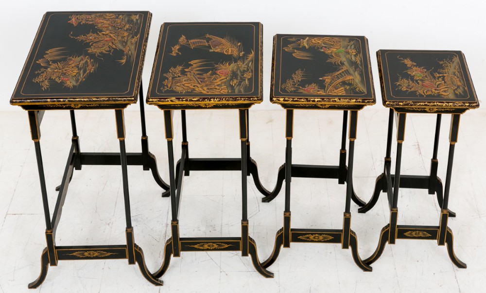 Late Victorian Chinoiserie Nest of 4 Tables (1 of 1) Late Victorian Chinoiserie Nest of 4 Tables (1 of 1)