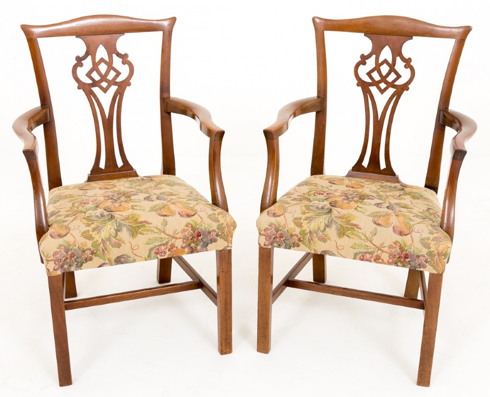 Pair of Mahogany Chippendale Style Armchairs (1 of 7) Pair of Mahogany Chippendale Style Armchairs (1 of 7)