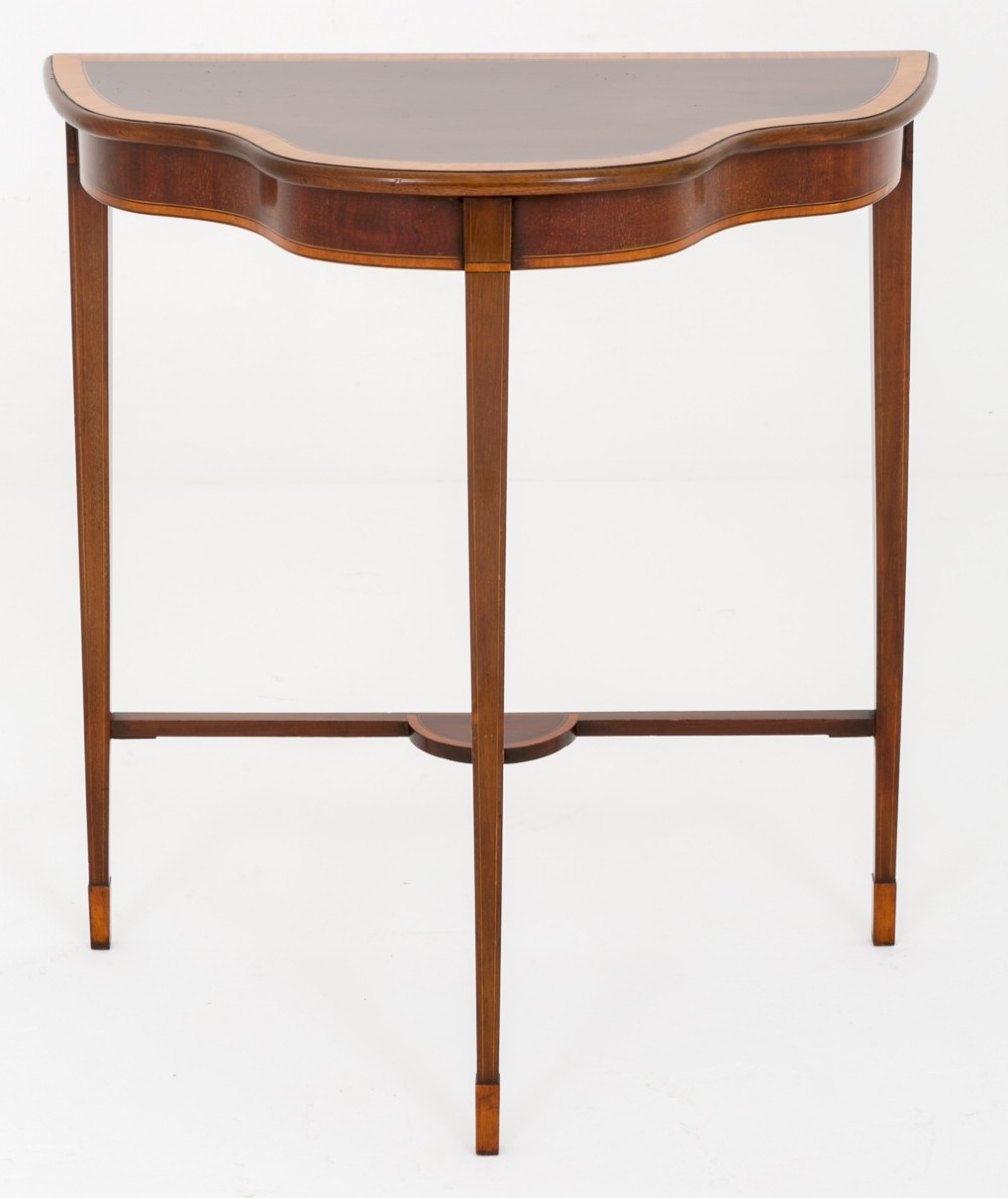 Sheraton Revival Mahogany Inlaid Shaped Console Table (1 of 1) Sheraton Revival Mahogany Inlaid Shaped Console Table (1 of 1)