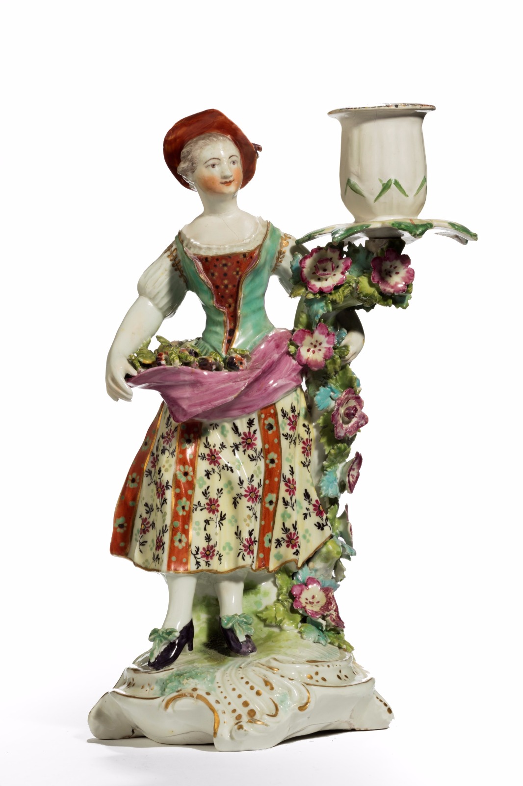 19th Century Porcelain Candlestick Figure of a Young Lady c.1870 (1 of 1) 19th Century Porcelain Candlestick Figure of a Young Lady c.1870 (1 of 1)