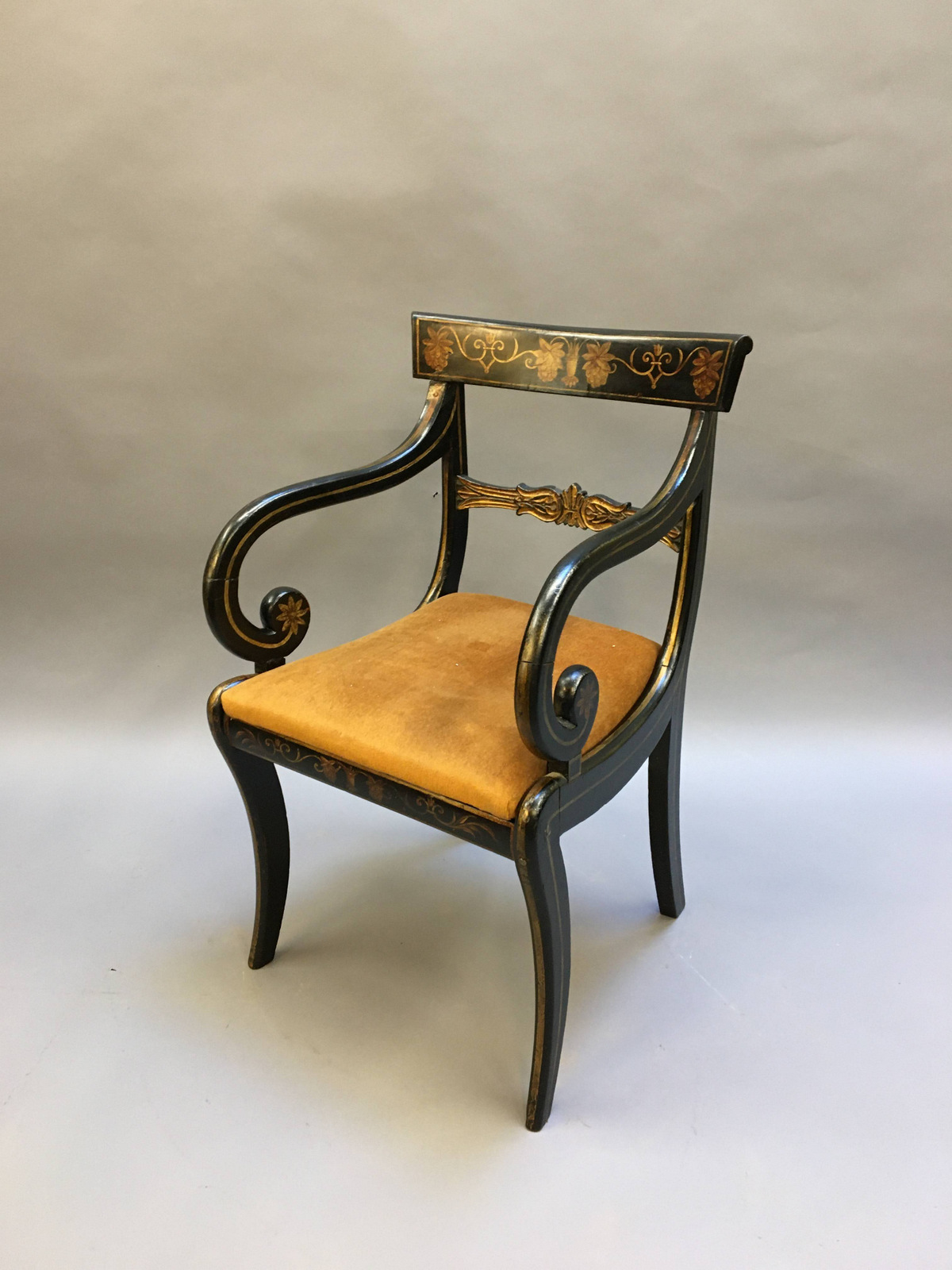 Regency Ebonised Desk Elbow Chair (1 of 5) Regency Ebonised Desk Elbow Chair (1 of 5)