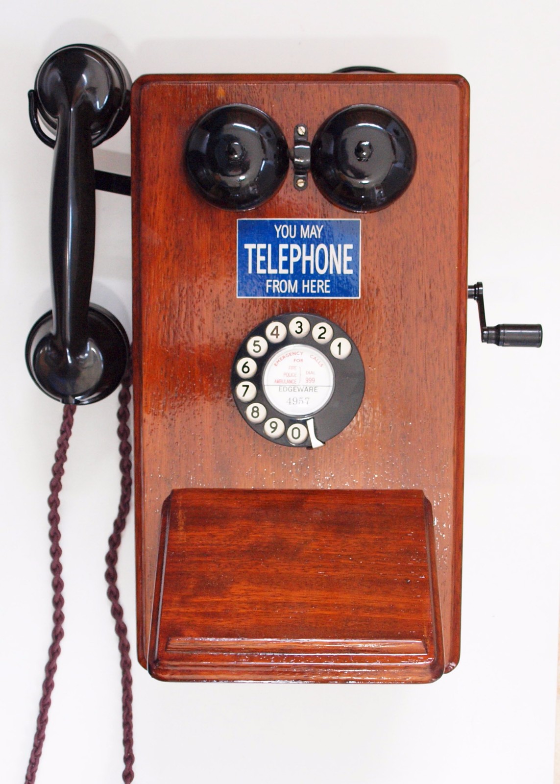 Wooden Telephone as Used on Railway Systems with Handset (1 of 3)