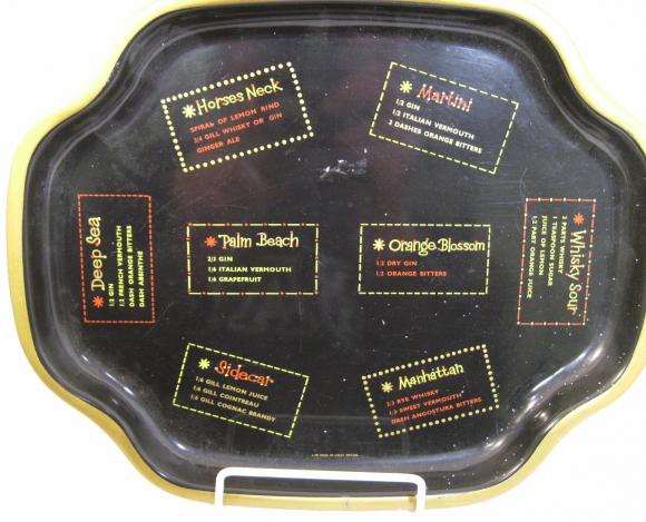 1950s Black Metal Cocktail Serving Tray (1 of 1)
