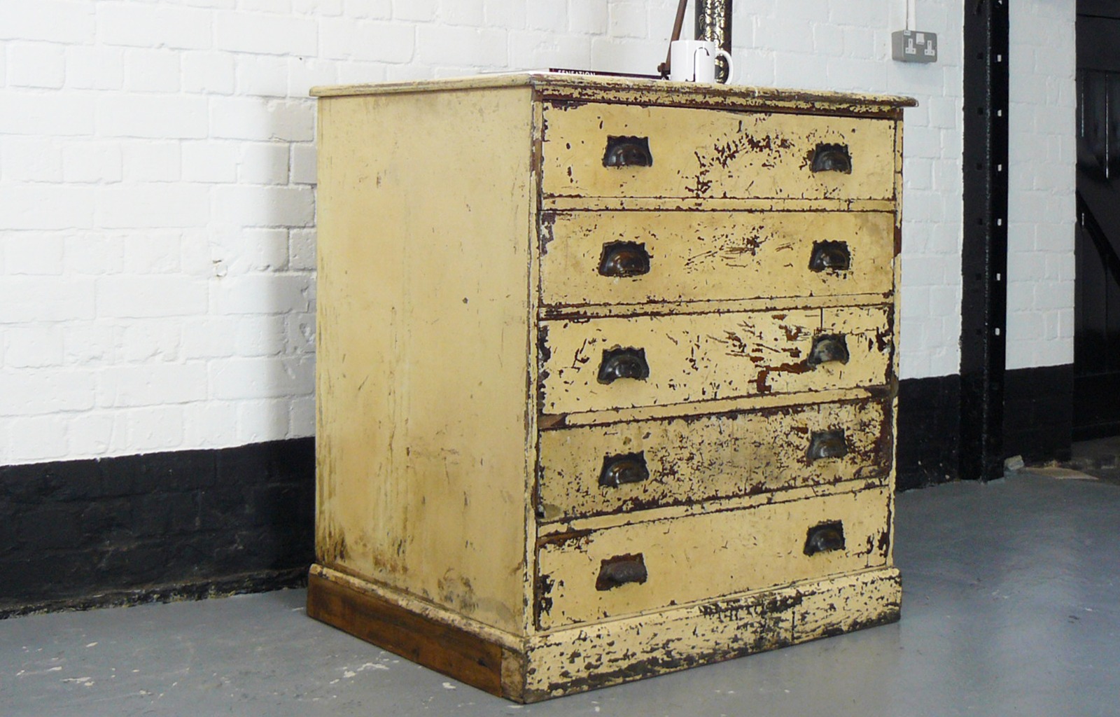 Striking Early 20th Century British Painted Workshop Chest Cabinet (1 of 1)