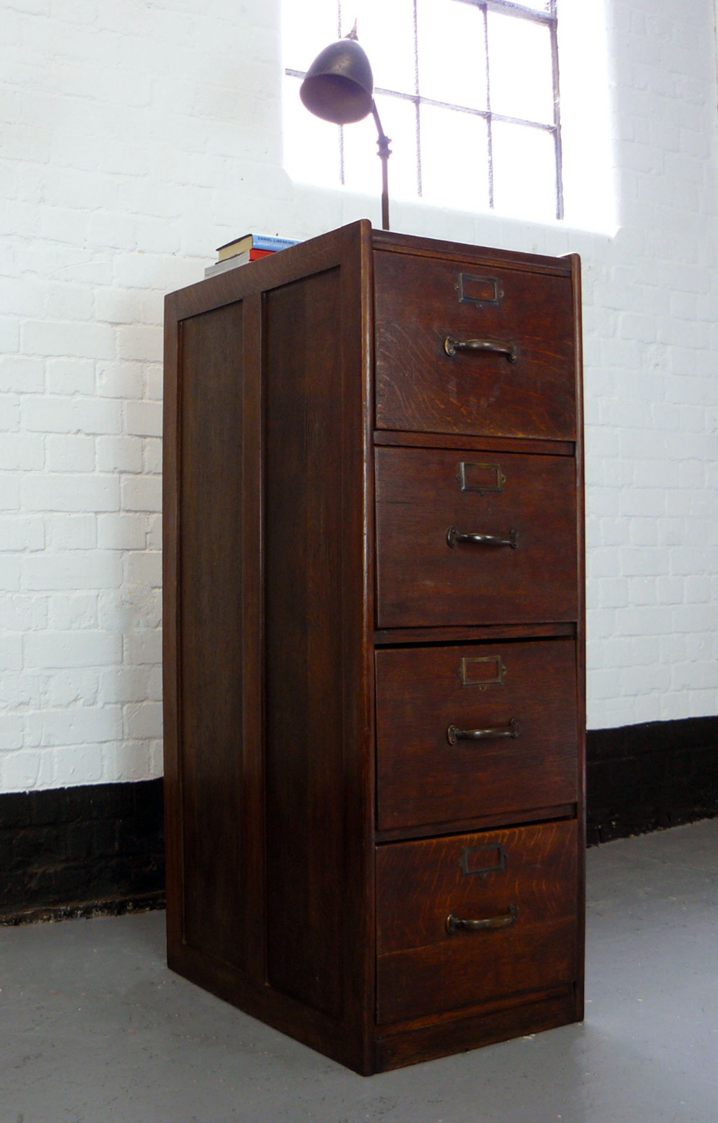 1930's Vintage English Oak 4 Drawer Filing Cabinet (1 of 1) 1930's Vintage English Oak 4 Drawer Filing Cabinet (1 of 1)