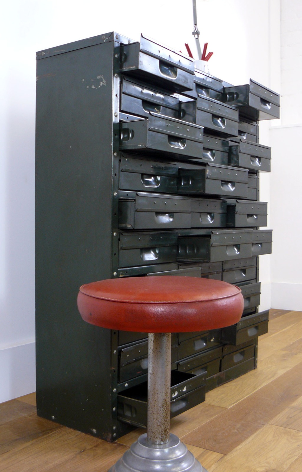 30 Drawer Vintage Industrial Folded Steel Cabinet (1 of 1)