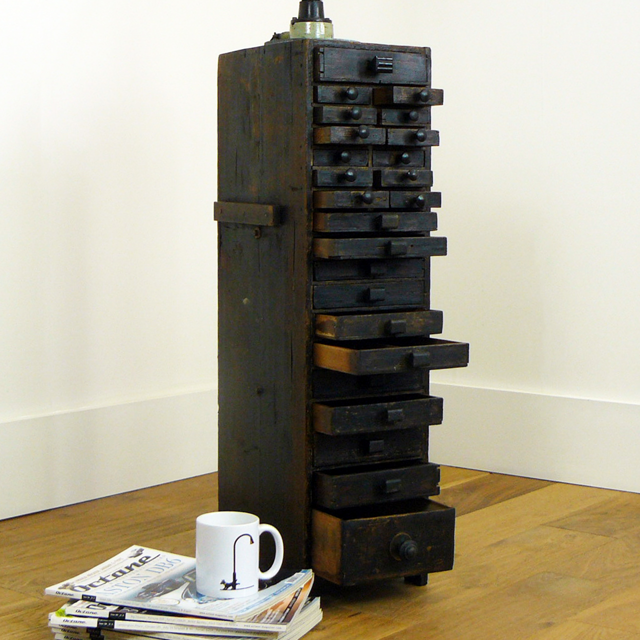 Late Victorian Slender 24 Bank Chest of Drawers - Floor Cabinet (1 of 1)