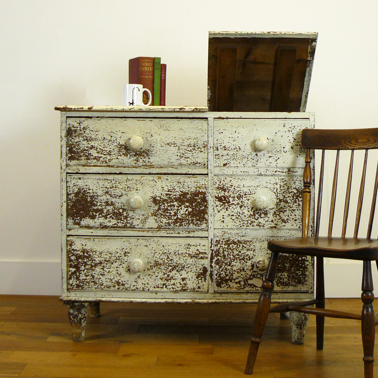 Victorian Painted Kitchen Chest of 3 Drawers with Flour Bin (1 of 1) Victorian Painted Kitchen Chest of 3 Drawers with Flour Bin (1 of 1)
