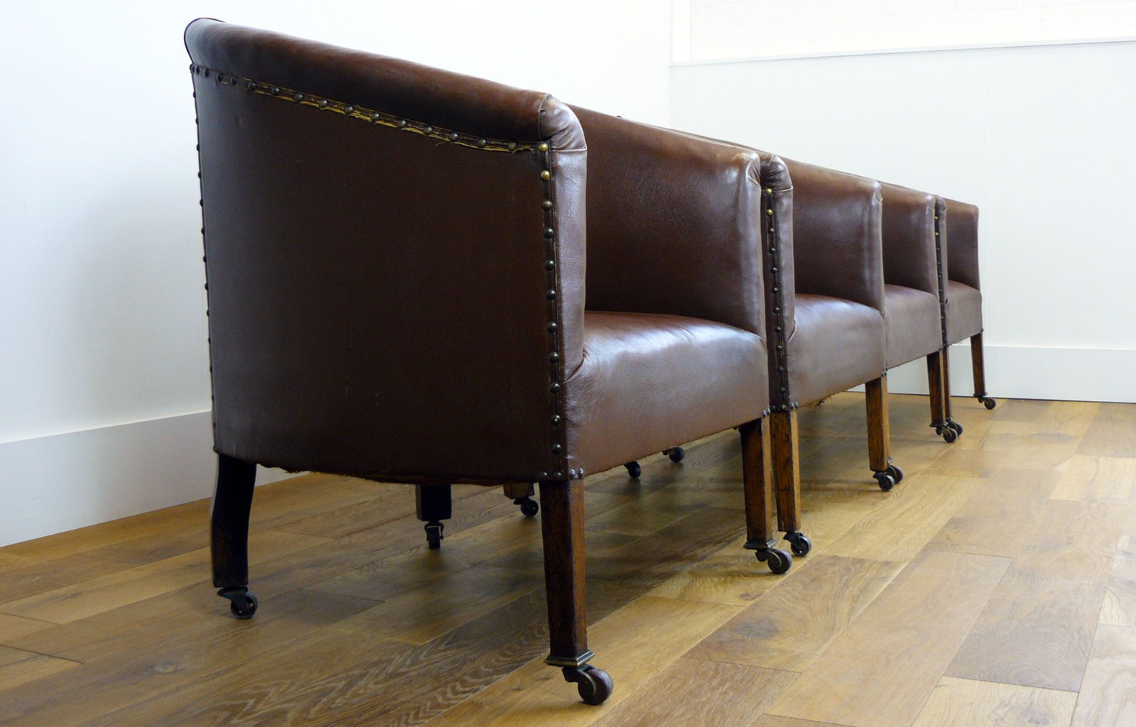 Classic Vintage Edwardian Oak Rexine Club Tub Chairs c.1910 'we have 4' (1 of 1) Classic Vintage Edwardian Oak Rexine Club Tub Chairs c.1910 'we have 4' (1 of 1)