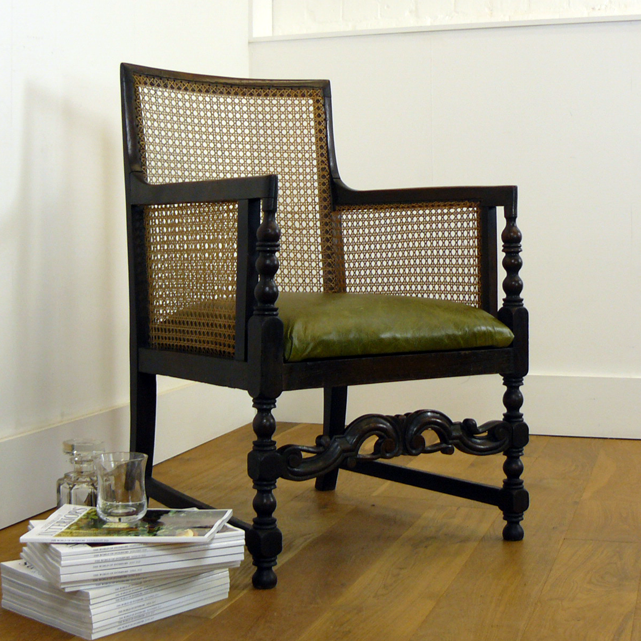 Oak Bergere Armchair with New Leather Seat c.1915 (1 of 12) Oak Bergere Armchair with New Leather Seat c.1915 (1 of 12)