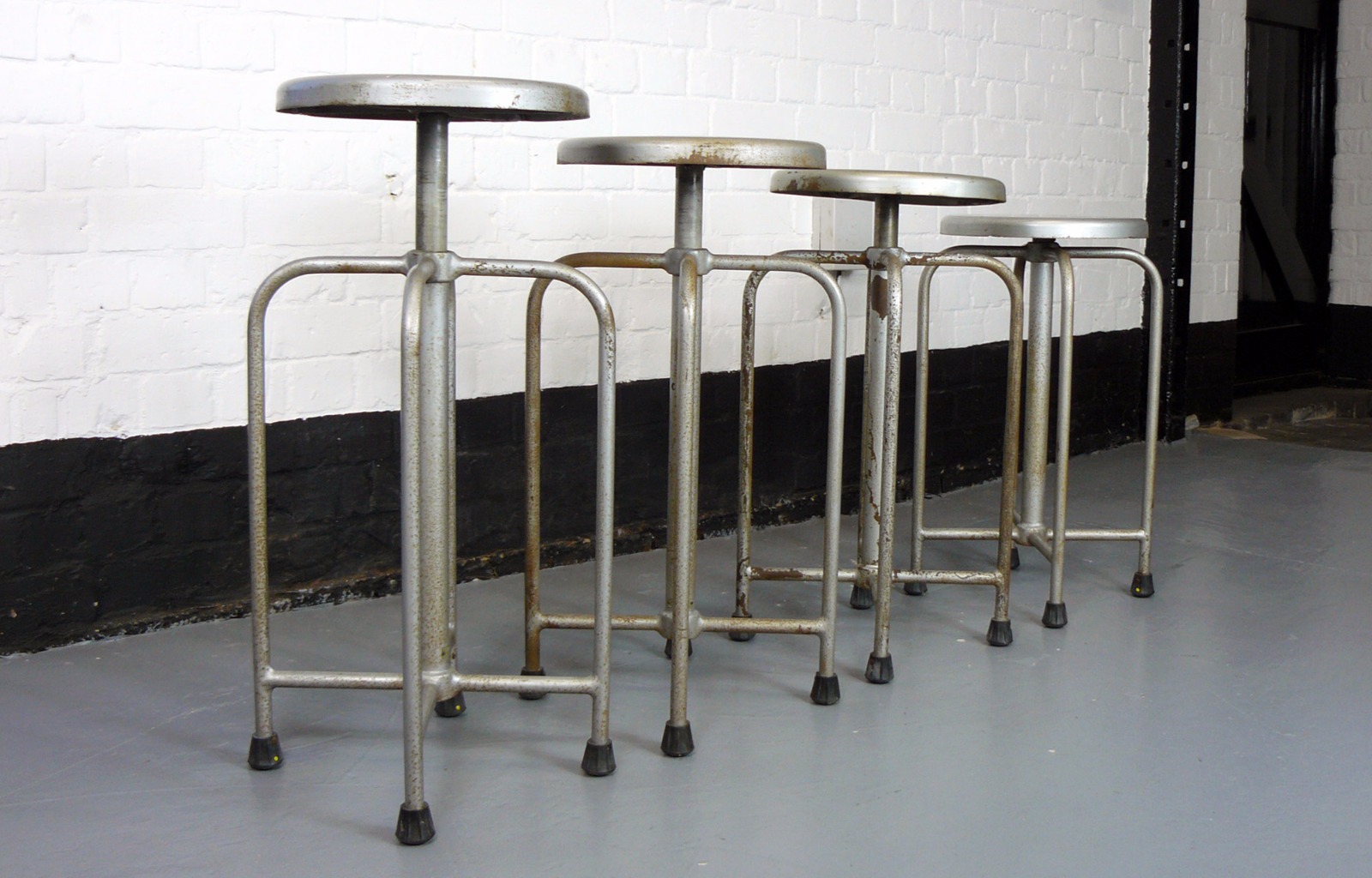 4 Vintage 1950s Swivel Medical Stools – Set 2 (1 of 1) 4 Vintage 1950s Swivel Medical Stools – Set 2 (1 of 1)