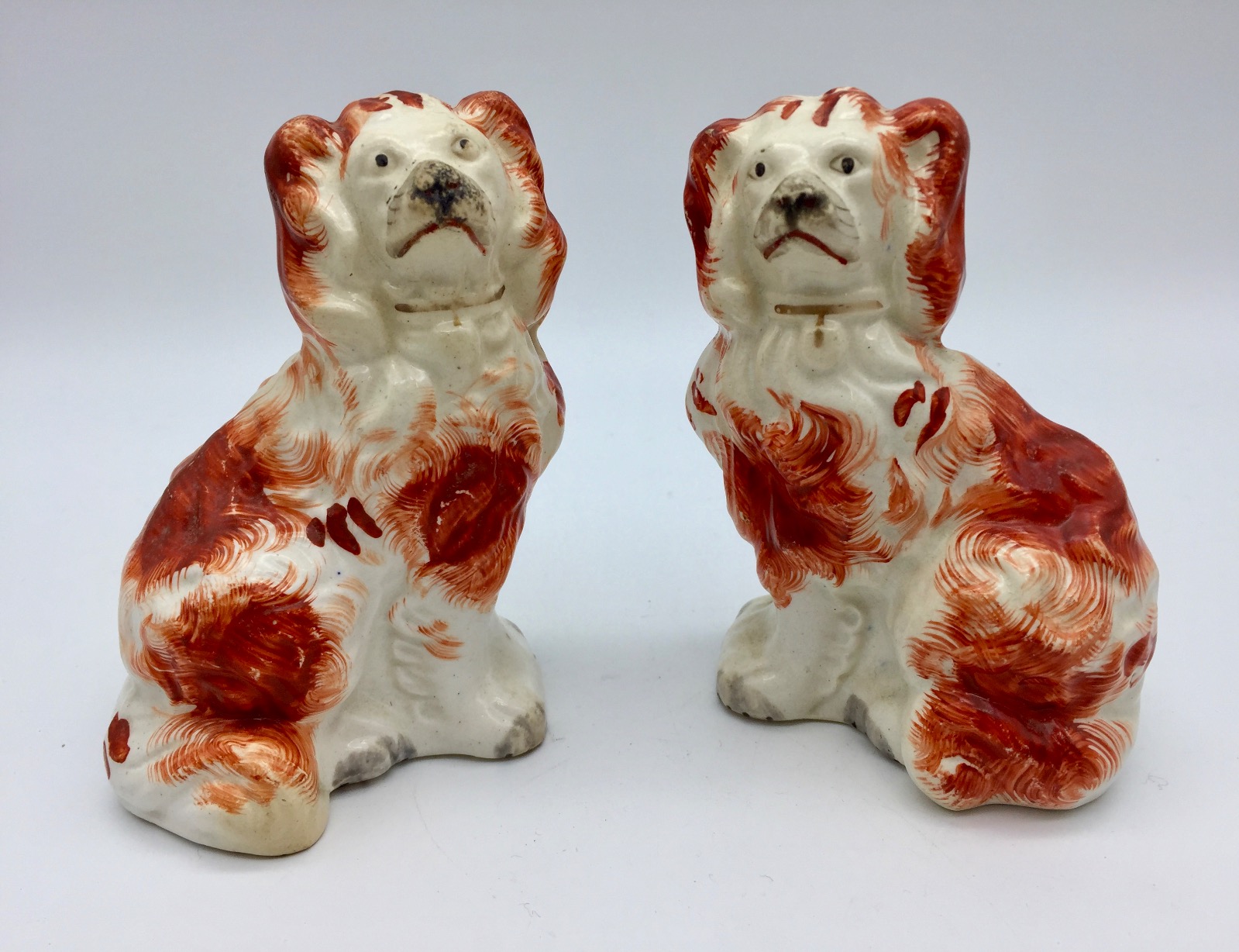 Antique Small Pair of Staffordshire Pottery Dogs c.1865 3077 / LA117040