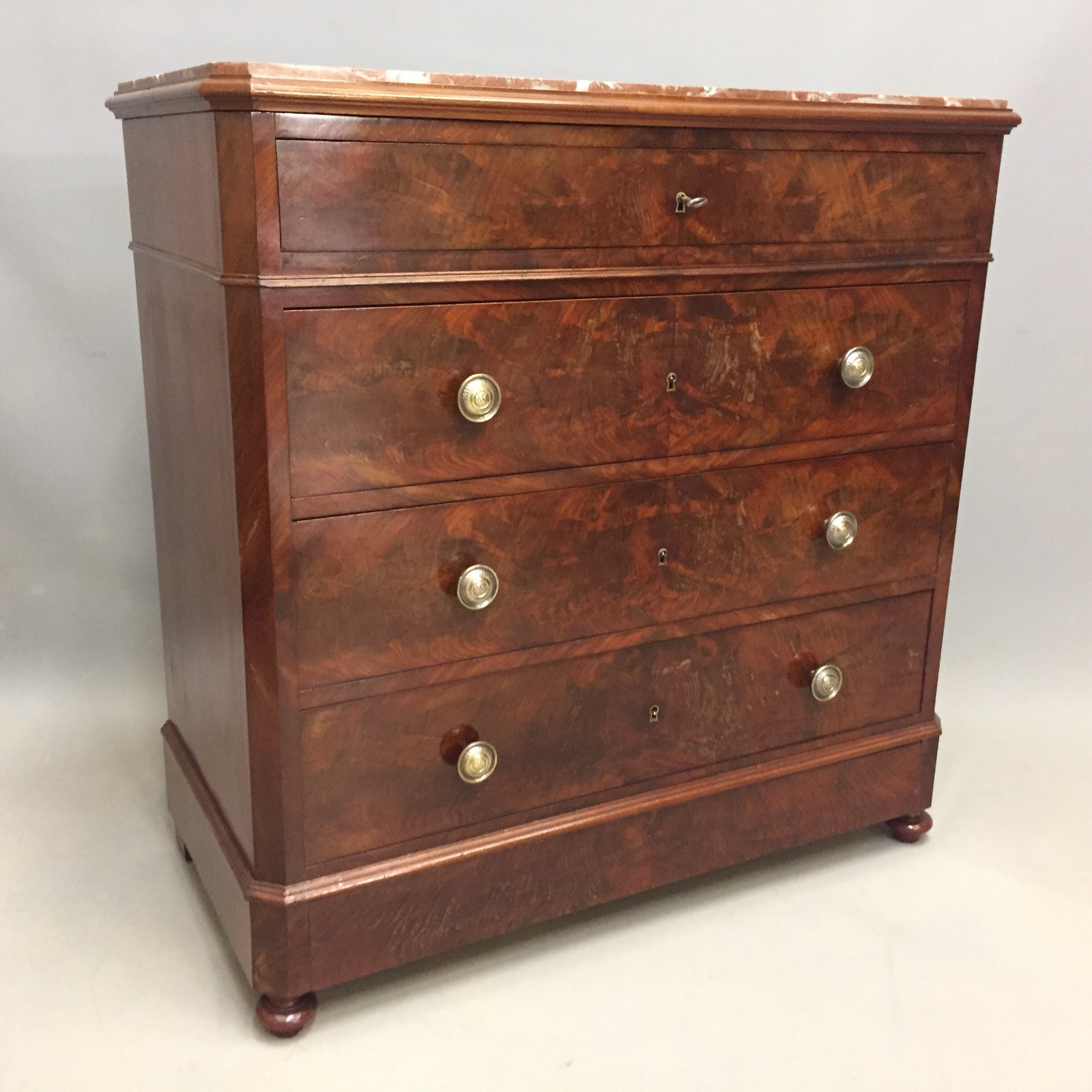 French Flame Mahogany Commode Chest of Drawers c.1880 (1 of 1) French Flame Mahogany Commode Chest of Drawers c.1880 (1 of 1)