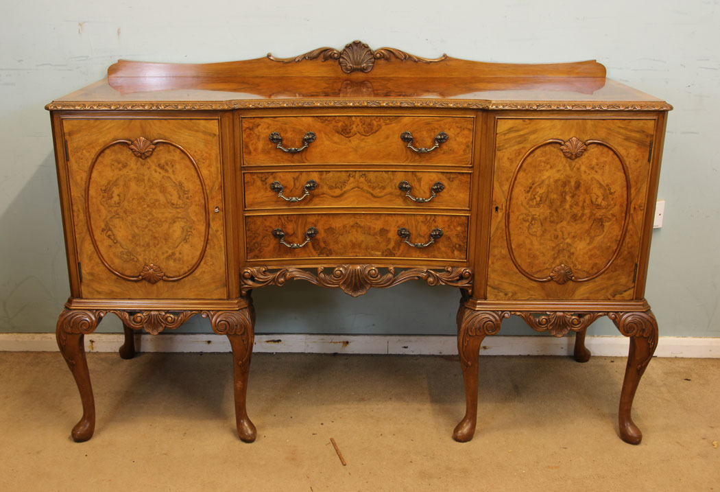 Antique Burr Walnut Queen Anne Style Sideboard (1 of 1) Antique Burr Walnut Queen Anne Style Sideboard (1 of 1)