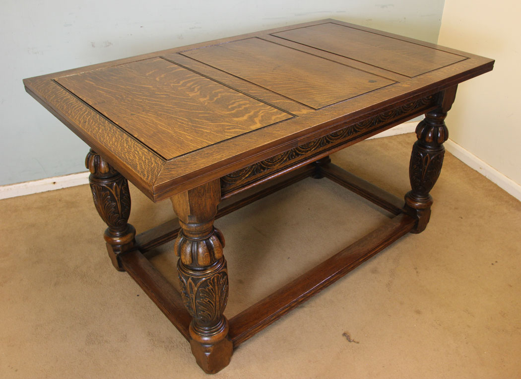 Antique Large Solid Oak Draw Leaf Refectory Dining Table (1 of 1) Antique Large Solid Oak Draw Leaf Refectory Dining Table (1 of 1)
