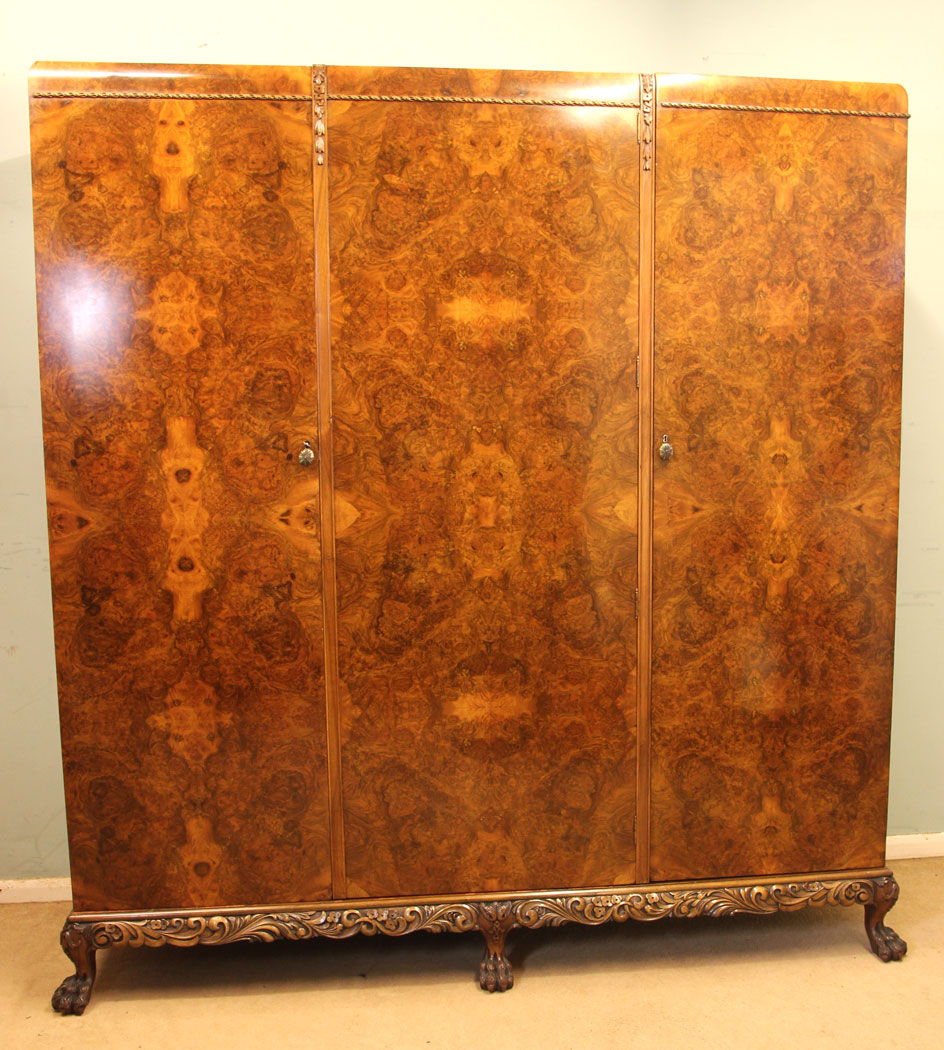 Antique Burr Walnut Three Door Combination Wardrobe (1 of 1) Antique Burr Walnut Three Door Combination Wardrobe (1 of 1)