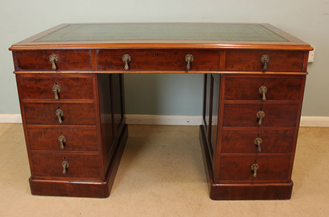 Antique Victorian Mahogany Pedestal Kneehole Writing Desk c.1870 (1 of 1) Antique Victorian Mahogany Pedestal Kneehole Writing Desk c.1870 (1 of 1)