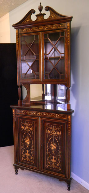 Antique Inlaid Edwardian Corner Cupboard / Display Cabinet (1 of 8)