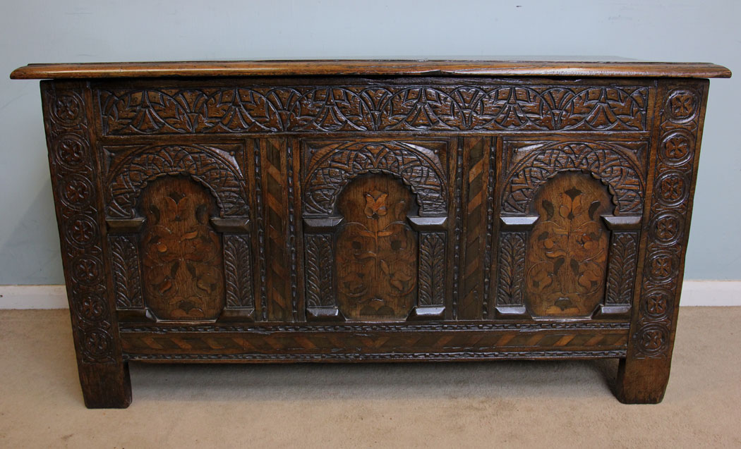 Antique Inlaid Oak Coffer Blanket Chest (1 of 1) Antique Inlaid Oak Coffer Blanket Chest (1 of 1)