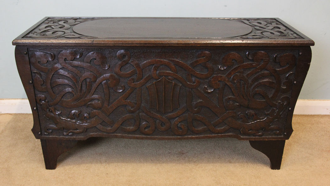 Antique Arts & Crafts Carved Oak Chest / Coffer C.1910 (1 of 1) Antique Arts & Crafts Carved Oak Chest / Coffer C.1910 (1 of 1)