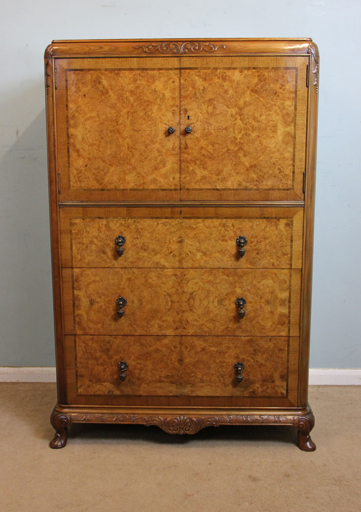 Burr Walnut Chest Drawers / Tallboy C.1920 (1 of 1) Burr Walnut Chest Drawers / Tallboy C.1920 (1 of 1)