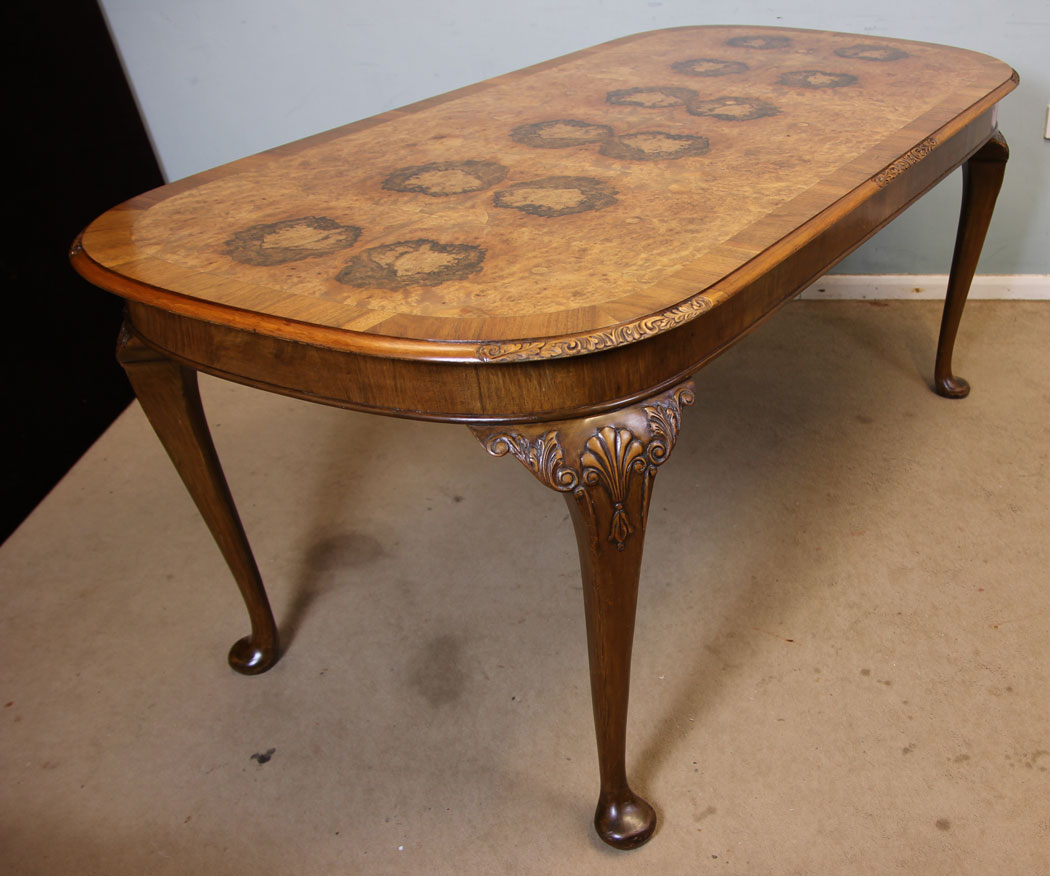 Antique Burr Walnut Queen Anne Style Dining Table (1 of 1) Antique Burr Walnut Queen Anne Style Dining Table (1 of 1)