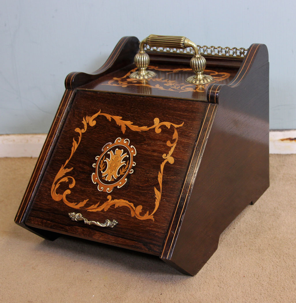 Antique Inlaid Rosewood Coal Box c.1900 (1 of 8)