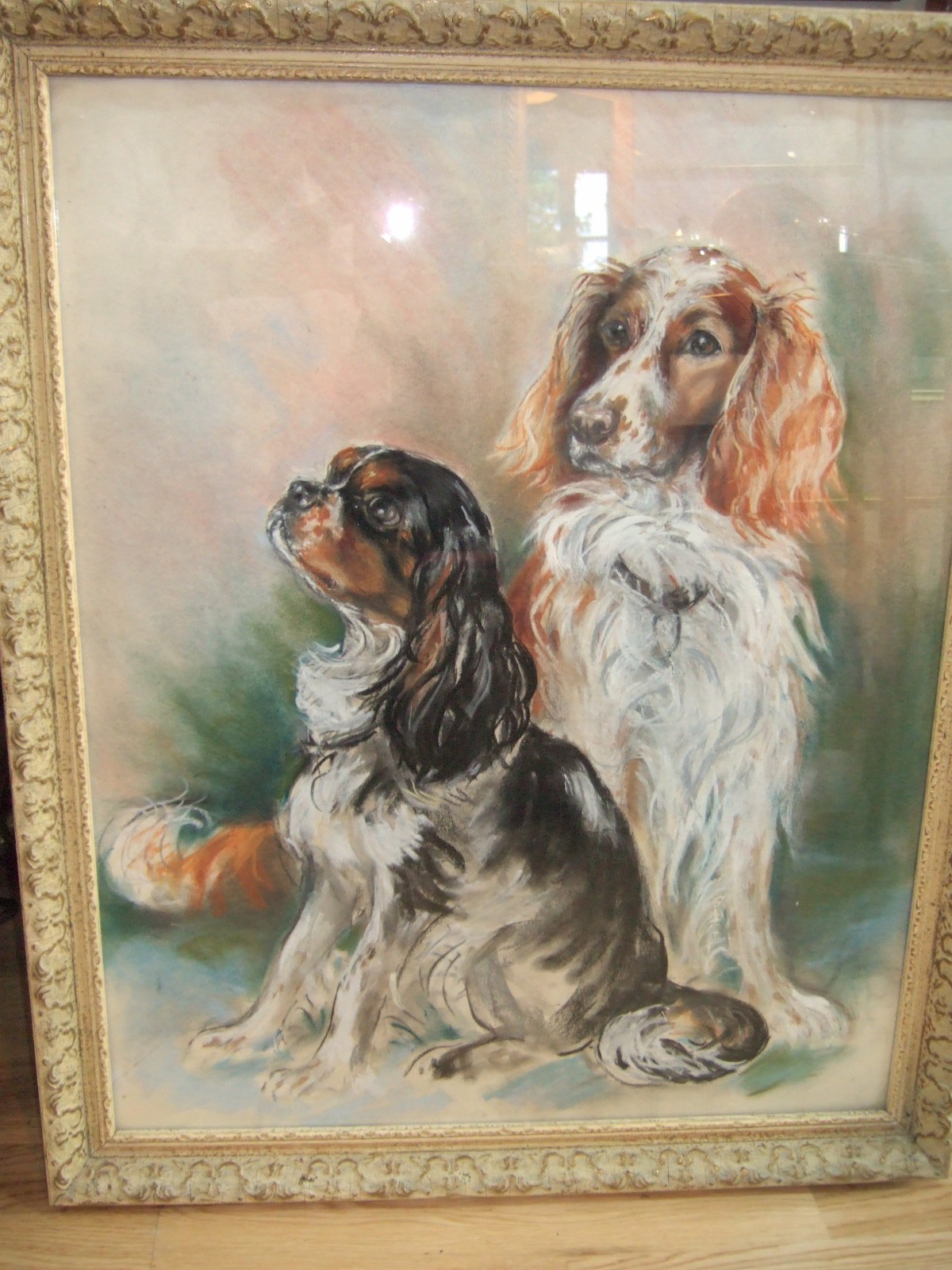Pastel Study / Portrait of Spaniels - Mid to Late 20th Century (1 of 4)