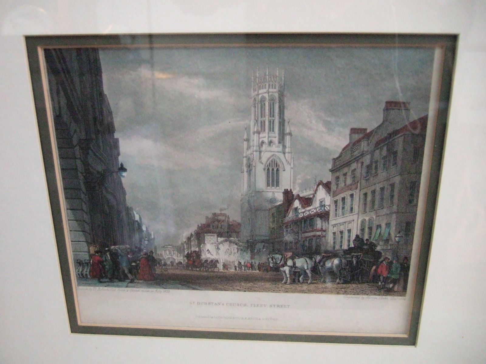 19th Century Engraving of St Dunstan's Church, Fleet St, Showing Temple Bar (1 of 5)