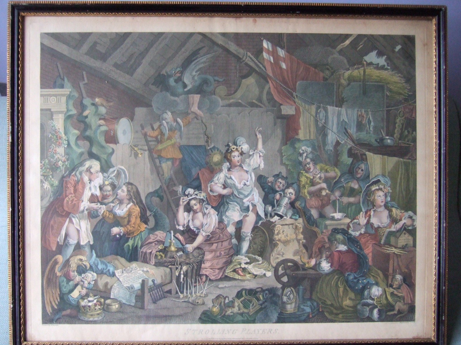 Coloured Engraving of Hogarth's "Strolling Players" by T Cook (1 of 9) Coloured Engraving of Hogarth's "Strolling Players" by T Cook (1 of 9)