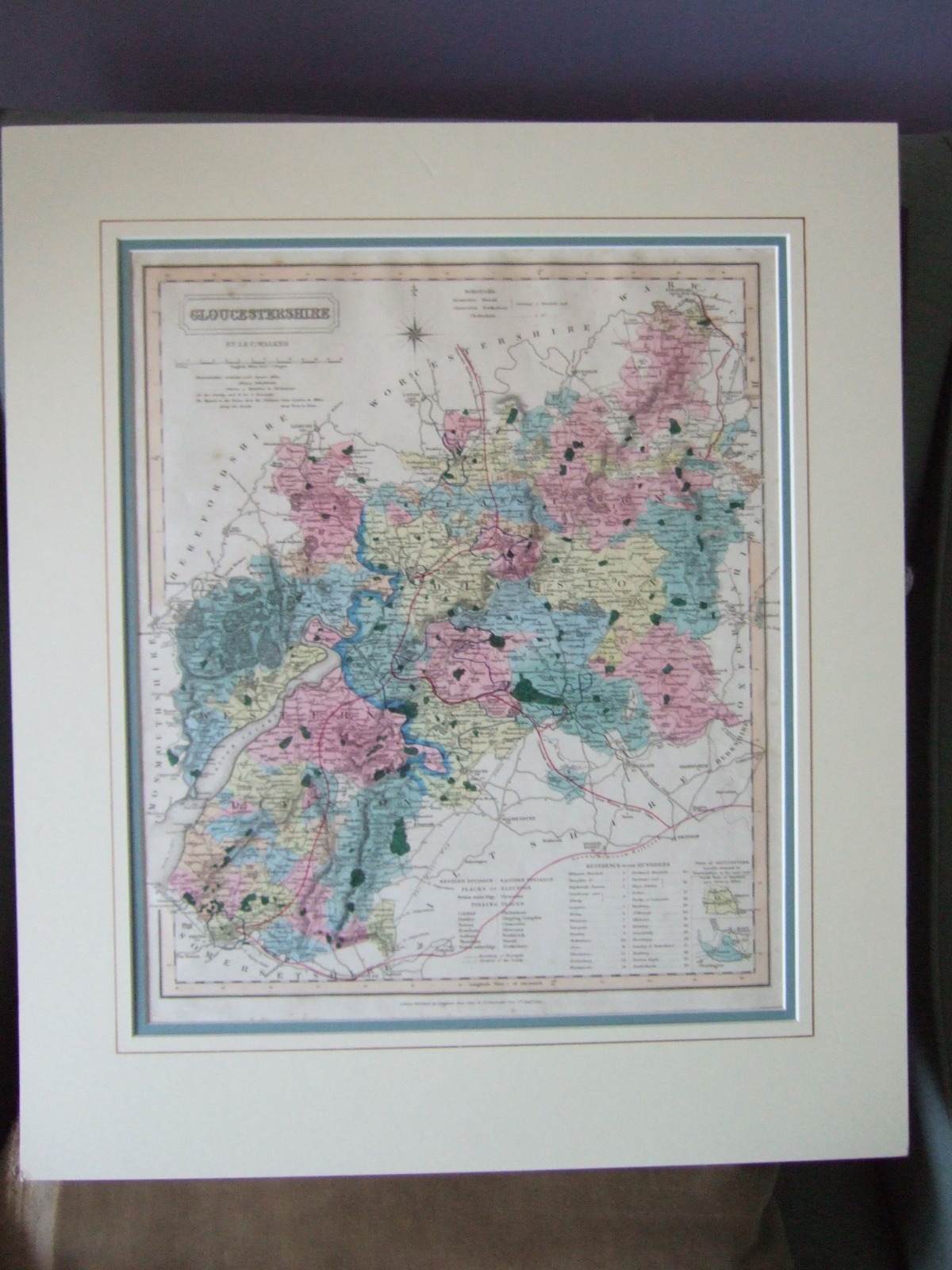Early Victorian Map of Gloucestershire Dated 1839, Showing the First "Railroads" (1 of 6)