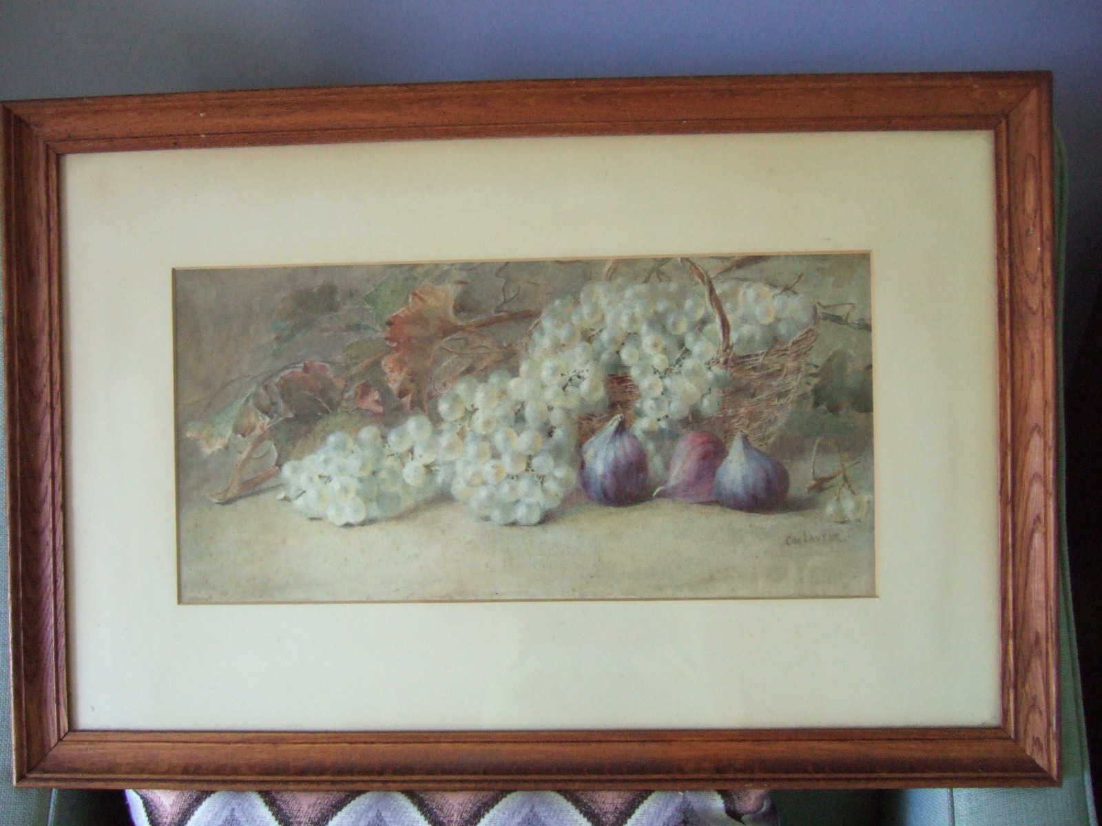 C De Lausam: Watercolour. Still Life with Grapes & Figs (1 of 6)
