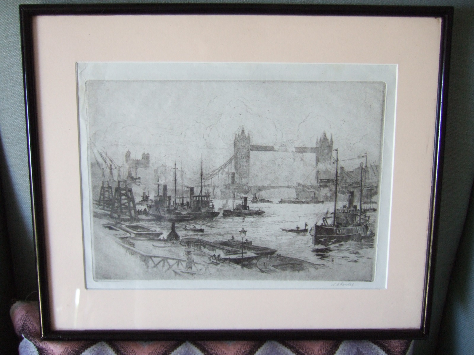 Stanley Charles Rowles (1877-1966): Etching of Tower Bridge & the Thames Ca 1920 (1 of 3) Stanley Charles Rowles (1877-1966): Etching of Tower Bridge & the Thames Ca 1920 (1 of 3)