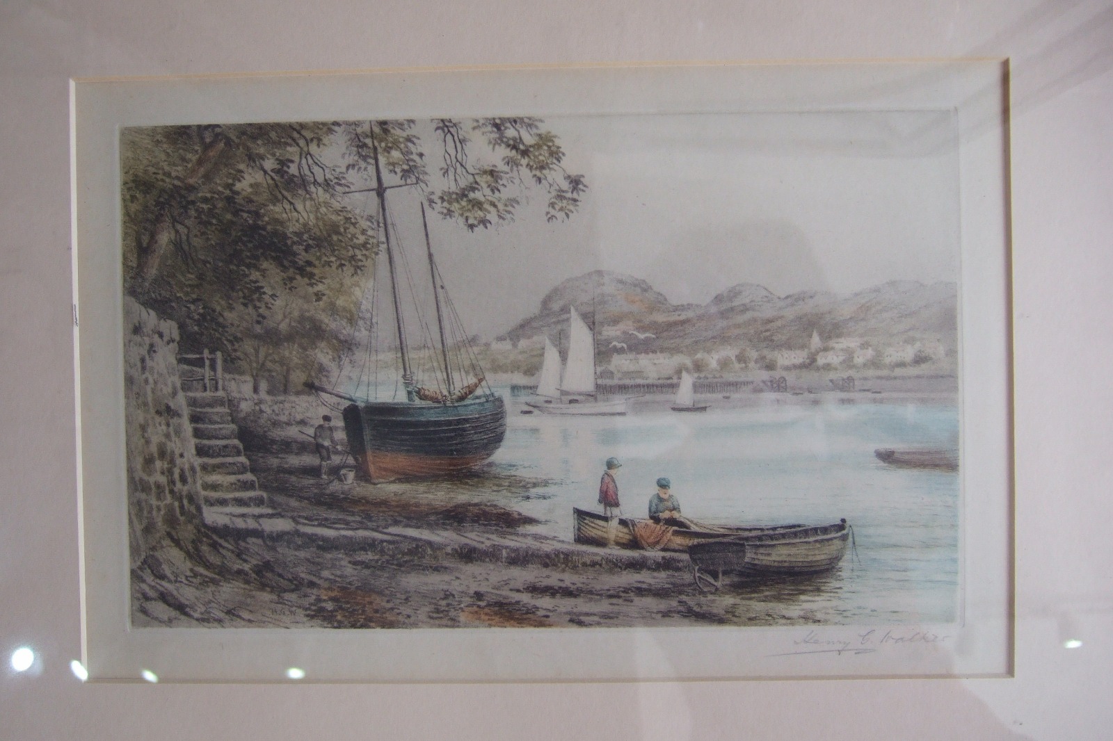 Henry George Walker Coloured Etching of Deganwy, Wales 1920s (1 of 4)