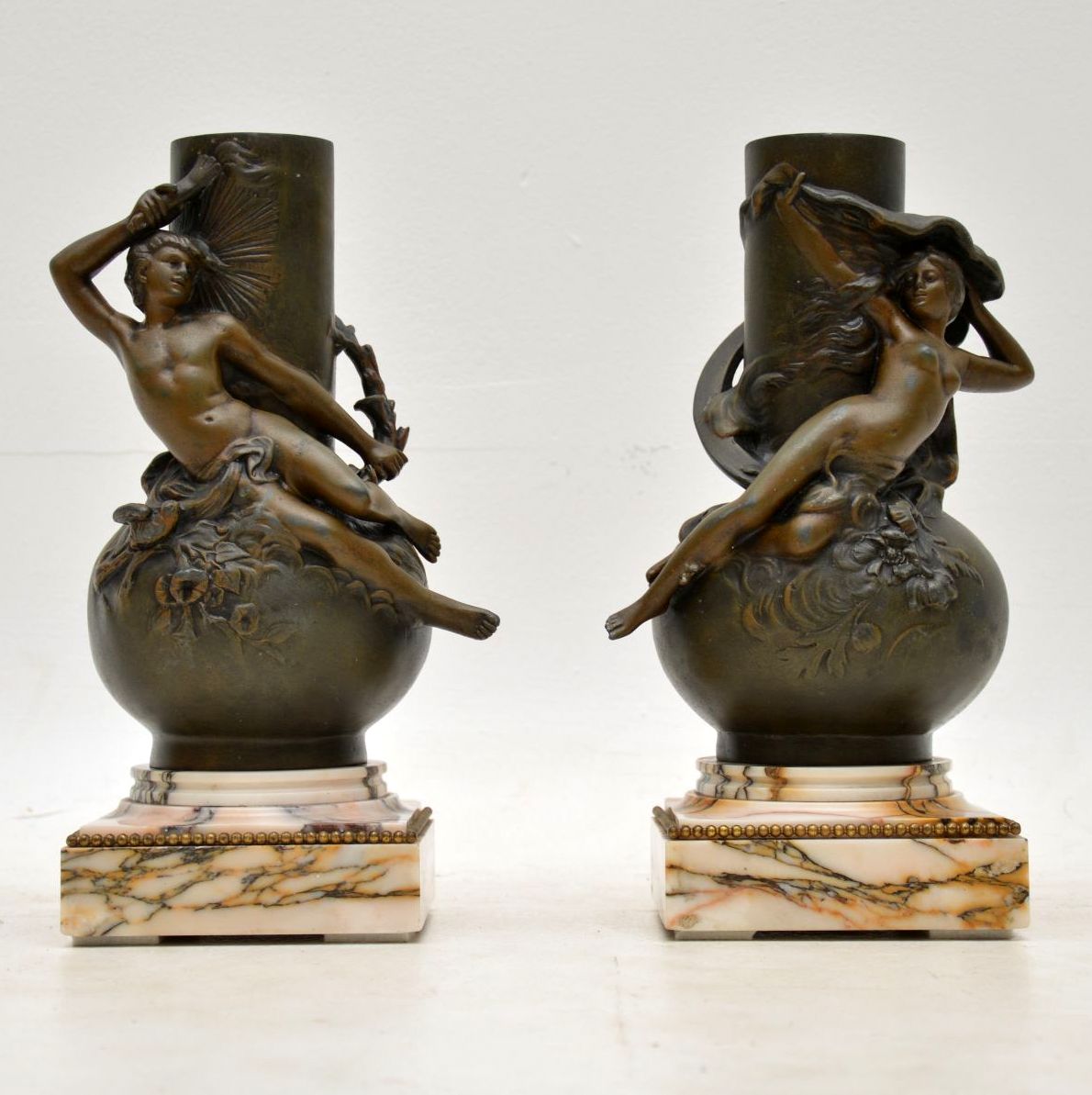 Pair of Antique French Bronze Urns by L.Moreau (1 of 1) Pair of Antique French Bronze Urns by L.Moreau (1 of 1)