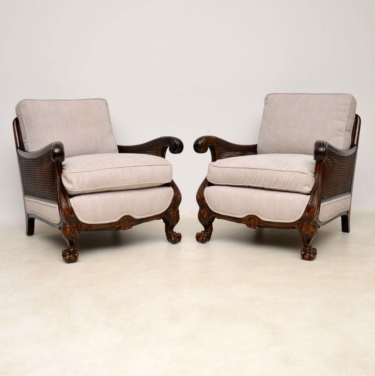 Pair of Swedish Satinbirch Bergere Armchairs c.1920 (1 of 1) Pair of Swedish Satinbirch Bergere Armchairs c.1920 (1 of 1)