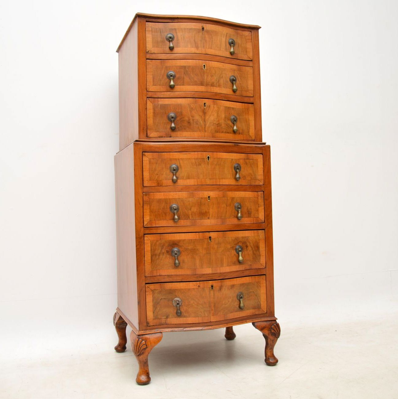 Small Antique Figured Walnut Chest on Chest (1 of 1) Small Antique Figured Walnut Chest on Chest (1 of 1)