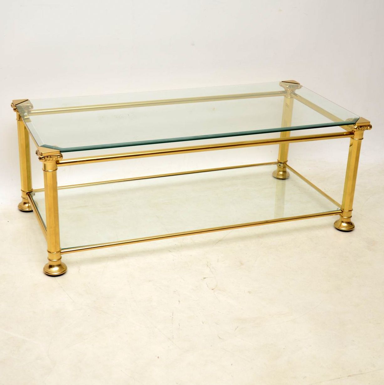 1970s Vintage French Brass & Glass Coffee Table (1 of 1)