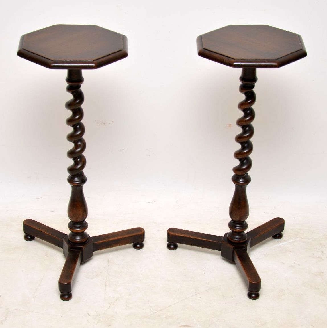 Pair of Antique Mahogany Barley Twist Side Tables (1 of 1)