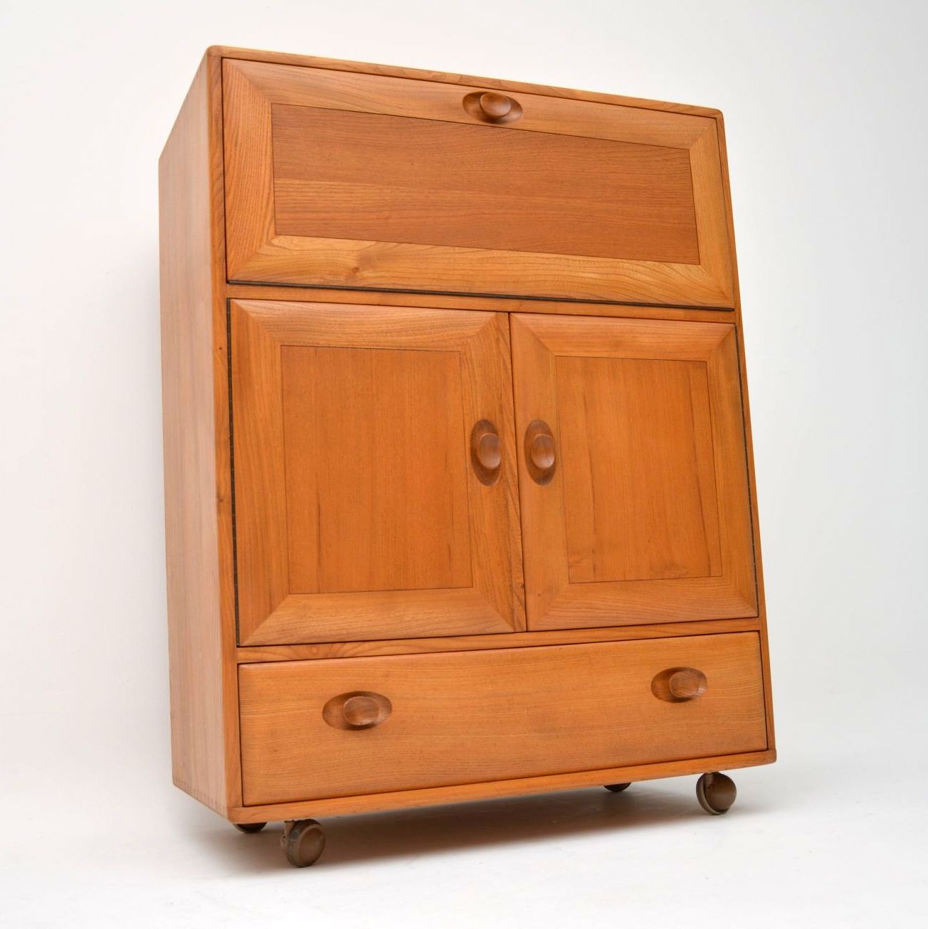 1970s Vintage Ercol Solid Elm Bureau Cabinet (1 of 1)