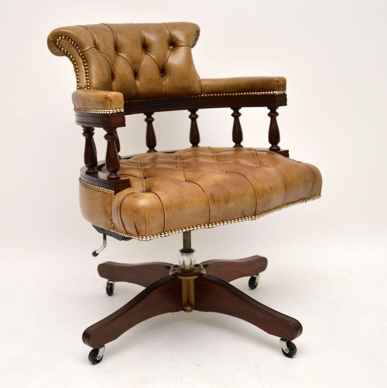 Leather & Mahogany Swivel Desk Chair (1 of 1) Leather & Mahogany Swivel Desk Chair (1 of 1)