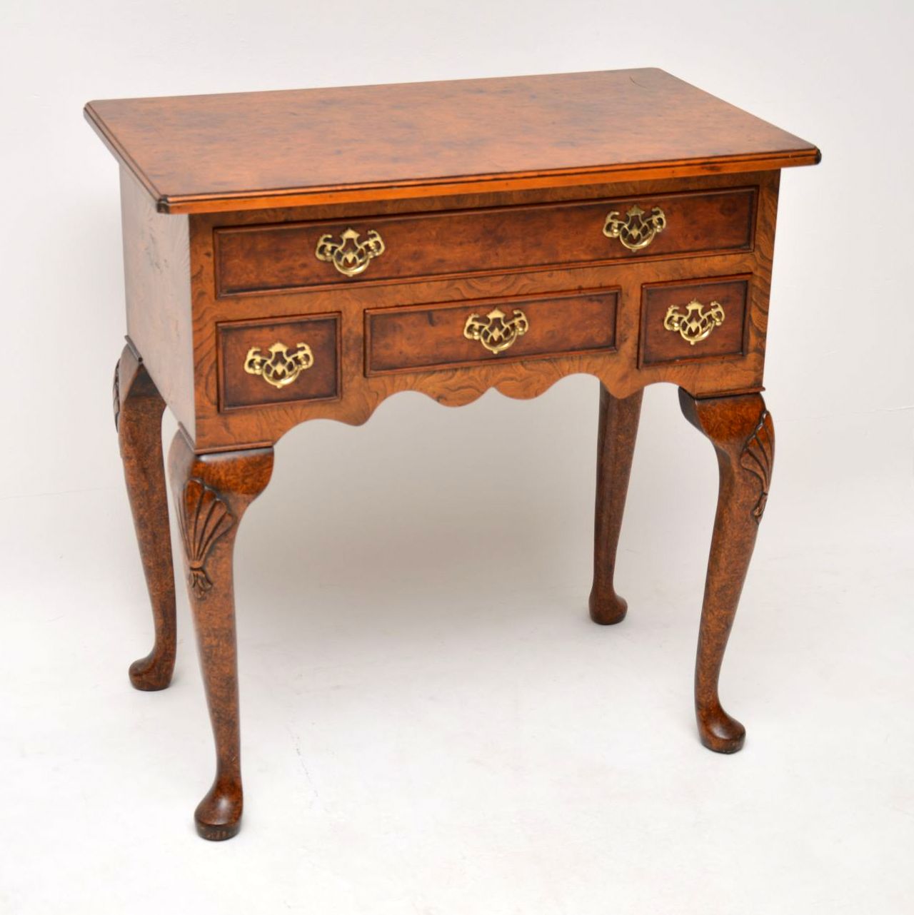 Queen Anne Style Burr Elm Lowboy Side Table (1 of 1) Queen Anne Style Burr Elm Lowboy Side Table (1 of 1)