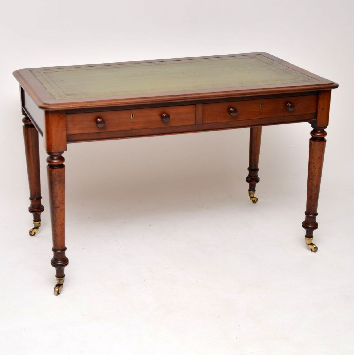 Antique Victorian Mahogany Leather Top Writing Table (1 of 1)