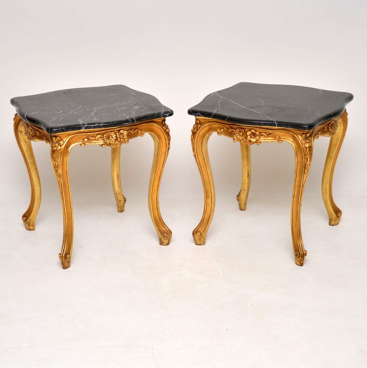 Pair of French Giltwood Marble Top Side Tables (1 of 1)