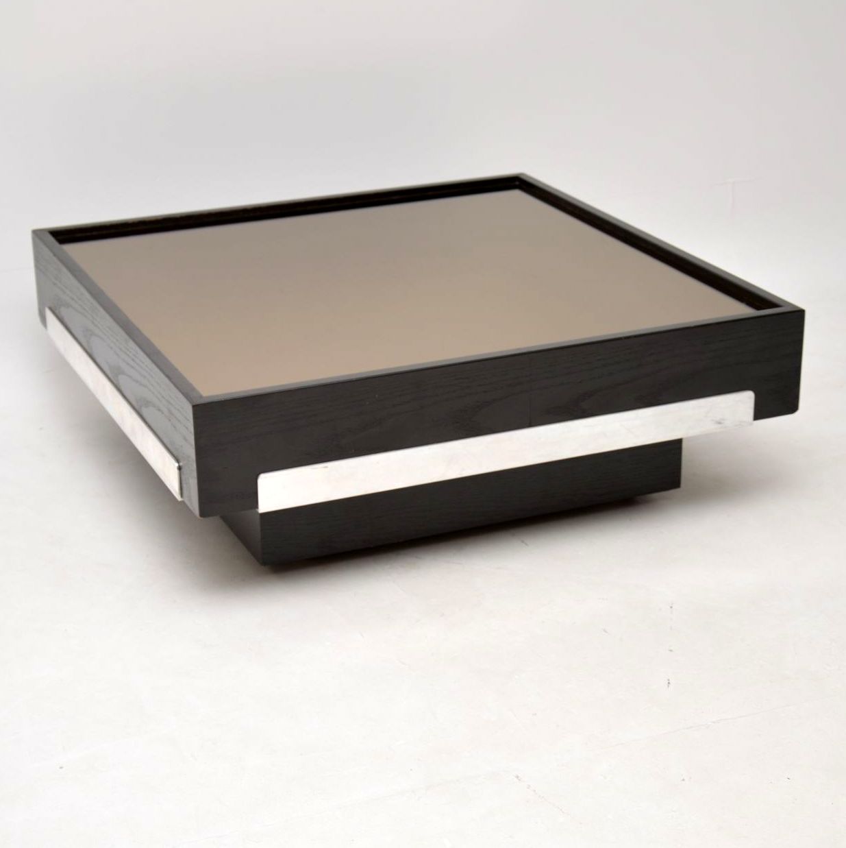 Vintage Mirrored Ash & Chrome Coffee Table 1970s (1 of 1)