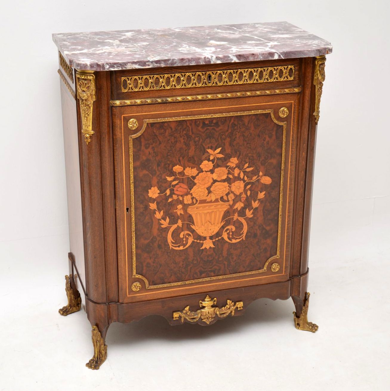 French Inlaid Marquetry Marble Top Cabinet c.1920 (1 of 1) French Inlaid Marquetry Marble Top Cabinet c.1920 (1 of 1)