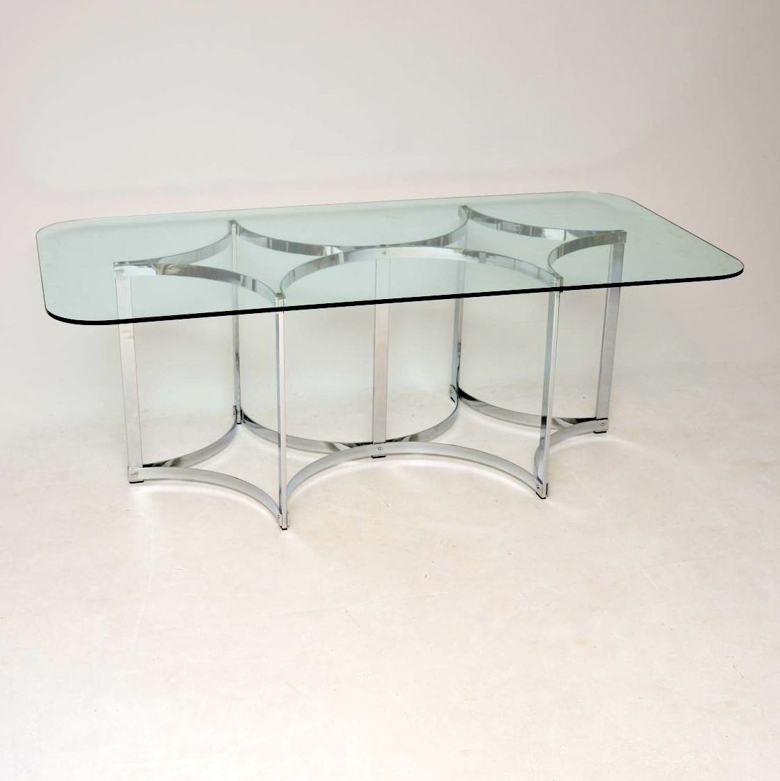 1970s Vintage Merrow Associates Dining Table in Chrome & Glass (1 of 1)
