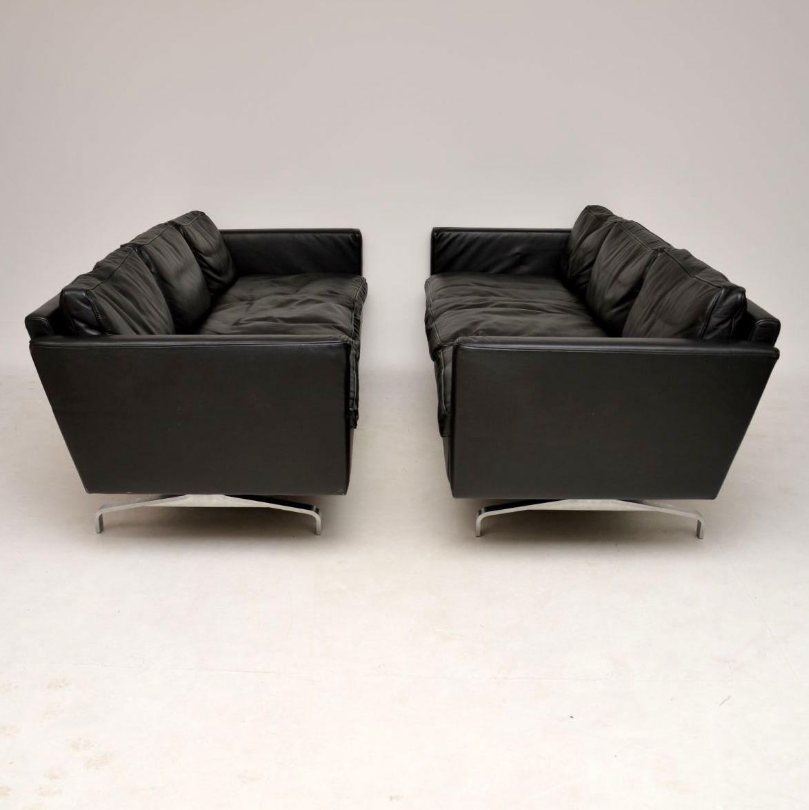 1970s Vintage Pair of Danish Leather & Steel Sofas (1 of 1)