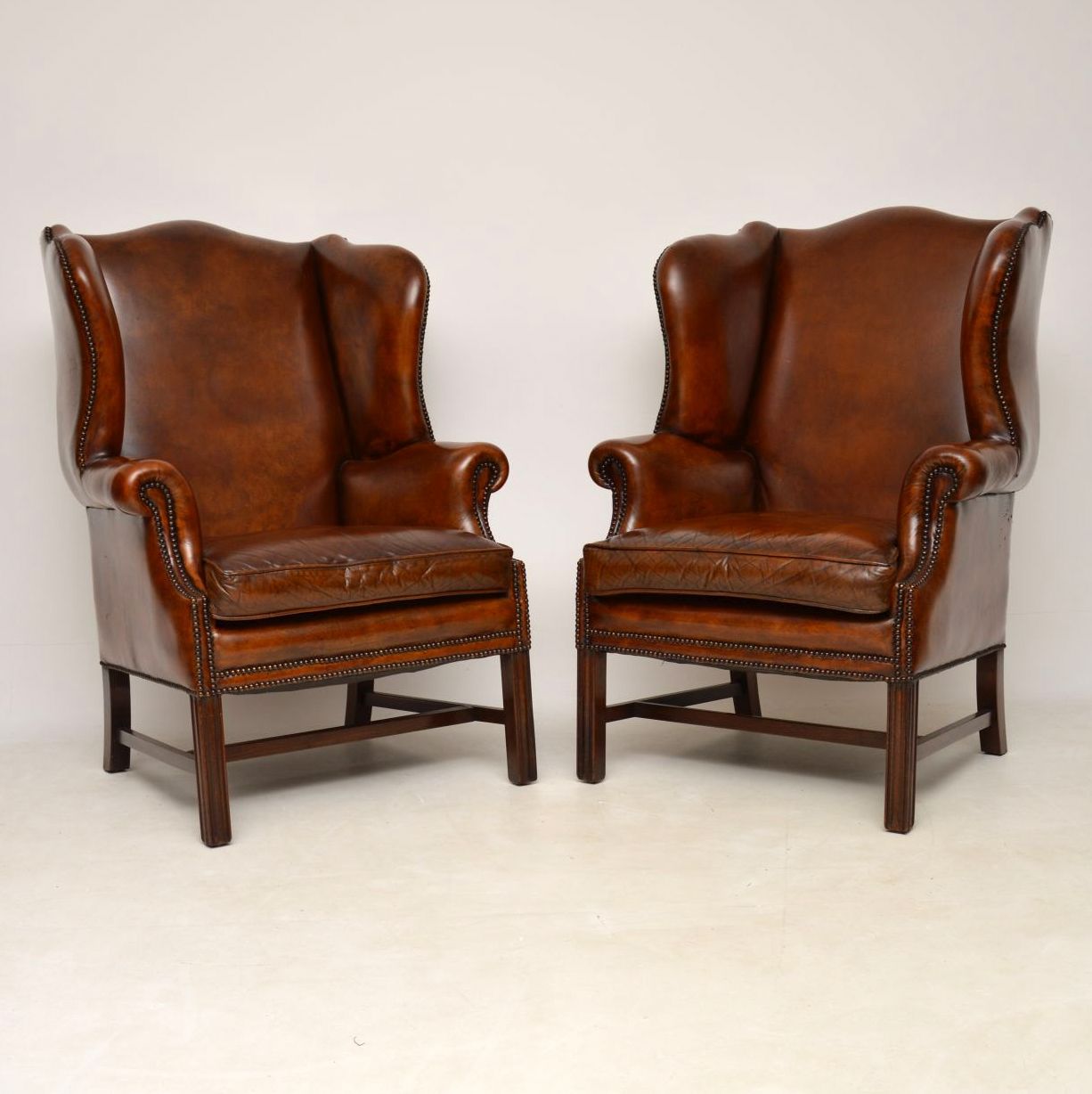 Pair of Leather Wing Back Armchairs (1 of 1) Pair of Leather Wing Back Armchairs (1 of 1)